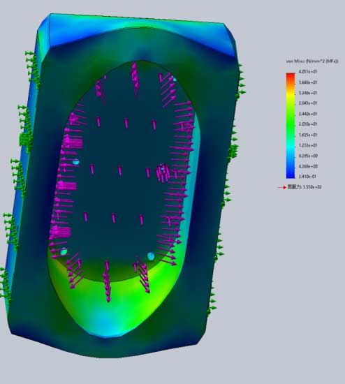 Rubber Pad Container Stress FEA — Rubber Pad Forming Press