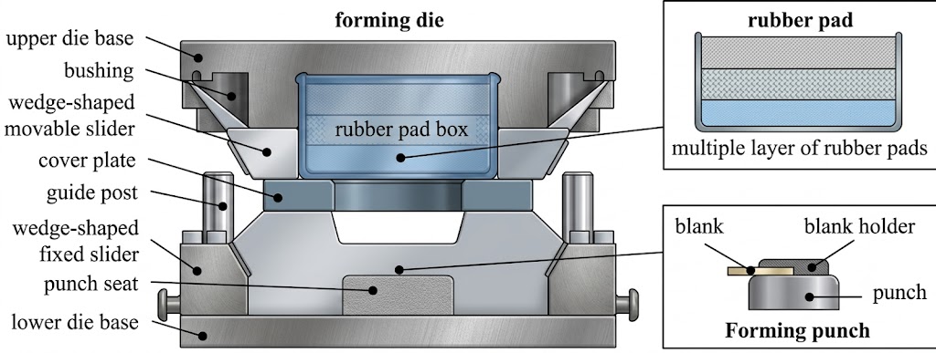 rubber pad forming press die components